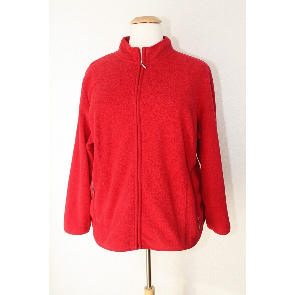 Outdoor Athlesure KAREN SCOTT Sport Woman's Jacket Plus 2X Red Fleece Full Zip *